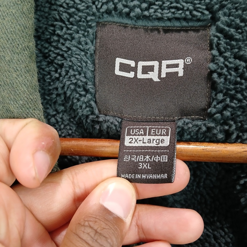 CQR Shacket Men 2XL Olive Green Cotton Flannel Fleece Lined Snap Front Insulated - Picture 4 of 8